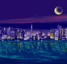 vaporwave aesthetic pixel art city