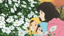 Wolf Children Flowers GIF - Wolf Children Flowers Sniff GIFs