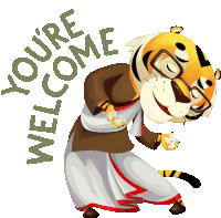 Bowing Tiger Says You'Re Welcome In English Sticker - The Bengal Tiger Youre Welcome Bow Down Stickers
