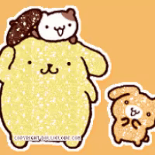 Sparkly Pompompurin With Friends GIF - Sparkly Pompompurin Cute Friends GIFs