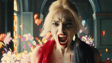 angry margot robbie harley quinn the suicide squad screaming