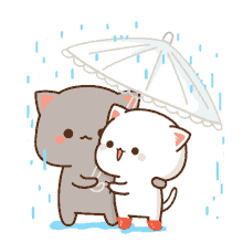 rain together umbrella sweet cute
