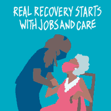real recovery starts with jobs and care jobs and care male nurse care for the elders wear a mask