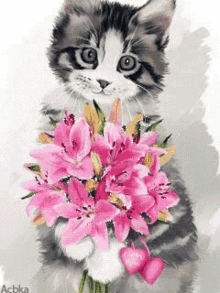 Cat Blink GIF - Cat Blink Flower GIFs