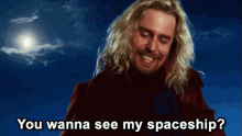 Wanna See My Spaceship? - Zaphod Beeblebrox In Hitchhiker'S Guide To The Galaxy GIF - Hitchhikers Guide To The Galaxy Zaphod Beeblebrox Wanna See My Saceship GIFs