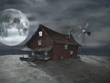 Courage The Cowardly Dog House GIF - Courage The Cowardly Dog House Moon GIFs
