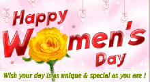 Happy Womens Day March8 GIF - Happy Womens Day March8 Yellow Rose GIFs