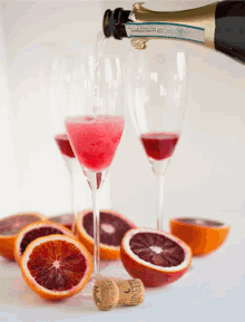 champagne pour blood orange cocktail
