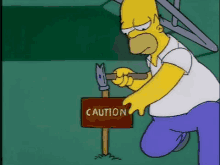 Homer Simpson Hammer GIF - Homer Simpson Hammer Caution GIFs