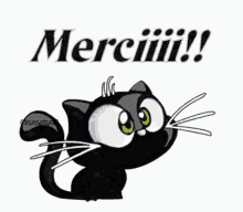 Black Cat Merci GIF - Black Cat Merci Thank You GIFs