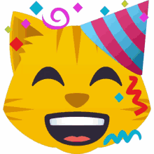 party hat cat joypixels excited thrilled