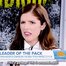 Anna Kendrick Garbage GIF - Anna Kendrick Garbage Unsustainable GIFs