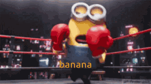 Bananas Minions GIF - Bananas Minions Boxing Ring GIFs