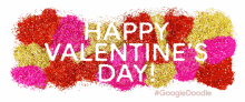 happy valentines day valentines day card google doodles valentines day glitter