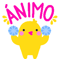 Chick Cheering With Pompons Sticker - Amorcito And Bebé Pig Animo Stickers