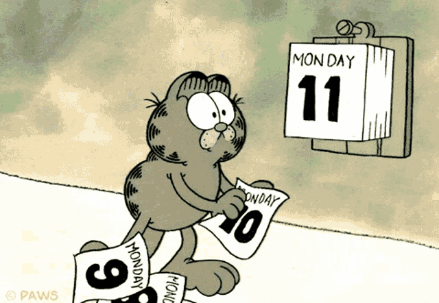 Everyday Monday Garfield GIF - Everyday Monday Garfield Calendar GIFs