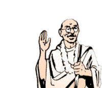Raising Hand Mahatma Gandhi Sticker - Raising Hand Mahatma Gandhi Amar Chitra Katha Stickers