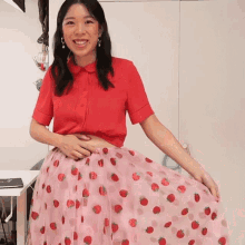 strawberry skirt withwendy cute skirt cute outfit pink outfit