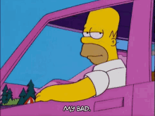 homer my bad traffic simpsons driving home