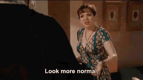 it crowd act normal gif