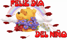 Winnie Pooh Abranzdo Flores Y Mariposas GIF - Dia Del Niño Feliz Dia Del Niño 30de Abril GIFs