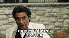 Happy Fucking Easter Ian Mcshane GIF - Happy Fucking Easter Ian Mcshane Mr Wednesday GIFs