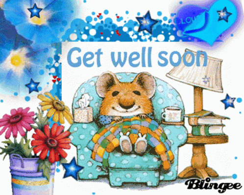 sick,Feel Better,Get Better,Get Well Soon,star,sparkle,flowers,mouse,gif,an...