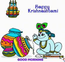 Happy Krishnashtami Good Morning GIF - Happy Krishnashtami Good Morning Eating GIFs