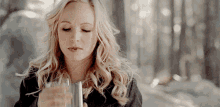 Caroline Forbes Drinking Bourbon GIF - Caroline Forbes Drinking Bourbon The Vampire Diaries GIFs