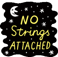 Starry Night With Smiling Moon And Caption No Strings Attached Sticker - Peachieand Eggie Google No Strings Attached Stickers