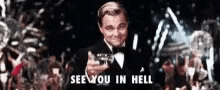 See You In Hell Cheers GIF - See You In Hell Cheers Leonardo Dicaprio GIFs