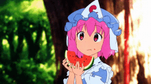 yuyuko touhou watermelon eating cute