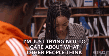 Trying Not To Care About What Other People Think Quintessa Swindell GIF - Trying Not To Care About What Other People Think Quintessa Swindell Tabitha Foster GIFs