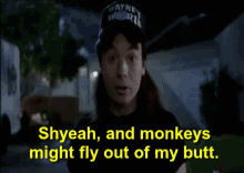 Waynes World And Monkeys Might Fly Out My Butt GIF - Waynes World And Monkeys Might Fly Out My Butt GIFs