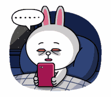line friends cony waiting for your reply sleepy sms