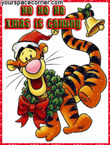 Christmas Is Coming Ho Ho Ho GIF - Christmas Is Coming Ho Ho Ho Tigger GIFs
