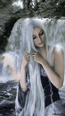 fantasy kathleen girl waterfalls nature