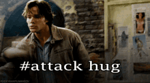 tv shows supernatural sam winchester glomp attack hug