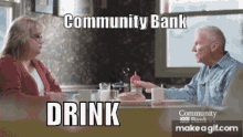 Community Bank Drink GIF - Community Bank Drink Talking GIFs