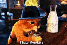 I Hate Mondays Puss In Boots GIF - I Hate Mondays Puss In Boots GIFs
