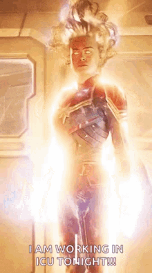 Captain Marvel Carol Danvers GIF - Captain Marvel Carol Danvers Working Icu Tonight GIFs