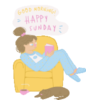 Good Morning Happy Sunday Reading Sticker - Good Morning Happy Sunday Happy Sunday Reading Stickers
