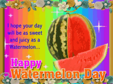 national watermelon day happy watermelon day rainbow glitter sparkle