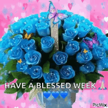 Bouquet Have A Blessed Day GIF - Bouquet Have A Blessed Day Blue Flowers GIFs