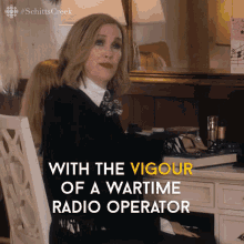 With The Vigour Of Wartime Radio Operator Moira GIF - With The Vigour Of Wartime Radio Operator Moira Moira Rose GIFs
