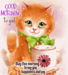 Good Morning With Kiss Cat GIF - Good Morning With Kiss Good Morning Morning GIFs