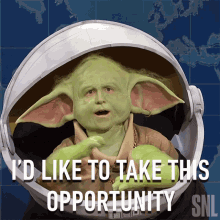 Id Like To Take This Opportunity Baby Yoda GIF - Id Like To Take This Opportunity Baby Yoda Saturday Night Live GIFs
