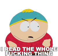 I Read The Whole Fucking Thing Eric Cartman Sticker - I Read The Whole Fucking Thing Eric Cartman South Park Stickers