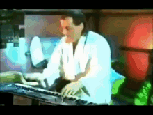 1980s keyboard rock out jamming running man