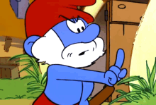 Papa Smurf Wagging Finger GIF - Papa Smurf Wagging Finger Wag GIFs